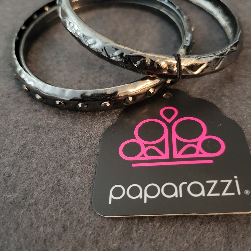 Paparazzi Shiny Black Bangle Duo